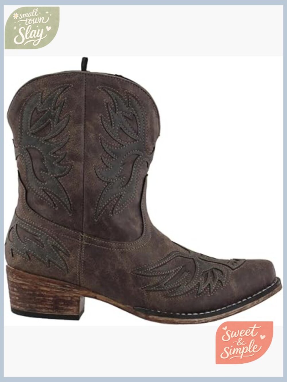 Womens Amelia Tooled Inlay Snip Toe Casual Boots Ankle Low Heel